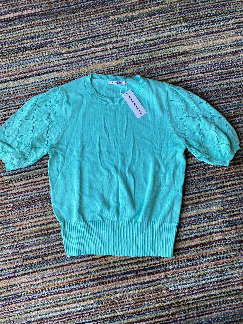 ⚡️Seafoam Green Knit Short Sleeve Sweater